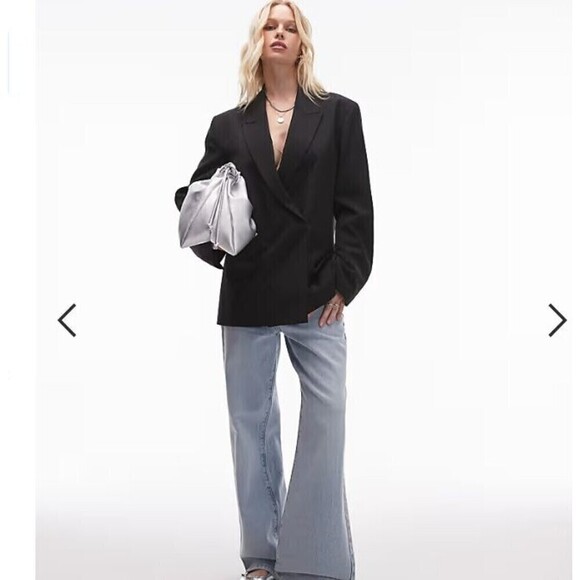 Topshop Double breasted black oversized blazer size 4 - Picture 14 of 14